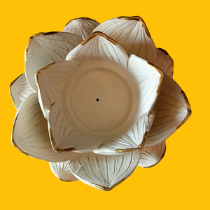 White Gold Lotus Flower Tea Light / Insensce Holder