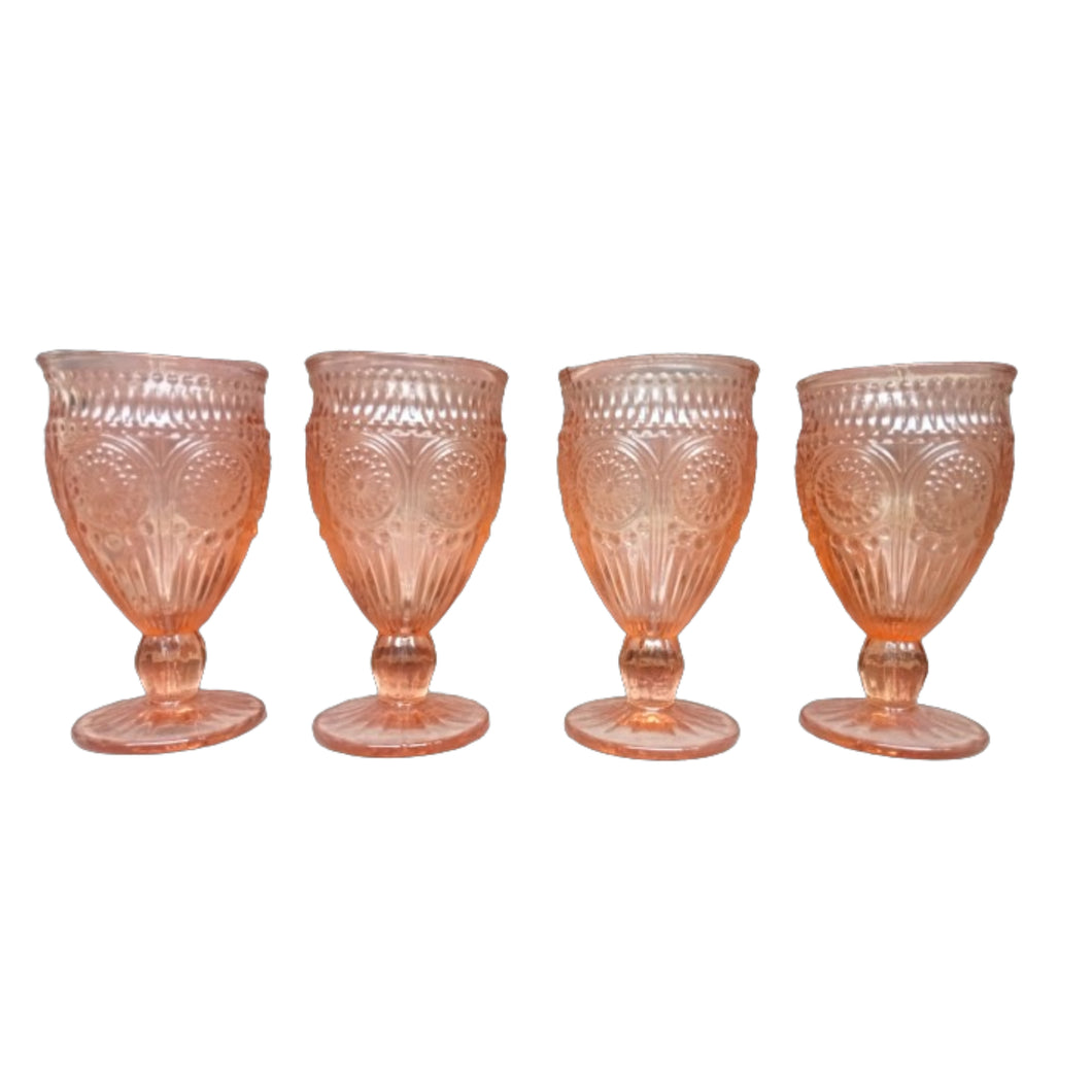 Vintage Style Wine Glasses Set of 4 Peach