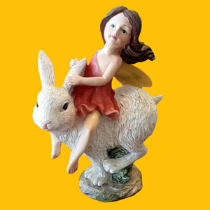 Garden Figurine Fairy Riding on Rabbit
