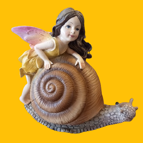 Garden Figurine Fairy Riding on Snail