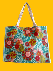 Colourful Everyday Canvas Tote Bag With Waterproof Lining Salsa Turquoise