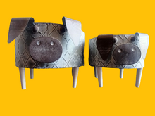 Load image into Gallery viewer, Galvanized Metal Pig Planters Set of 2
