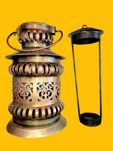 Load image into Gallery viewer, Cut Out Metal Lantern / Tea Light Holder Brass Colour
