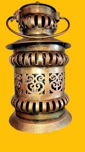 Cut Out Metal Lantern / Tea Light Holder Brass Colour
