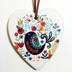 Ceramic Hanging Heart Garden Bird Thank You