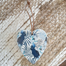 Load image into Gallery viewer, Ceramic Hanging Heart Blue Parrots Best Wishes
