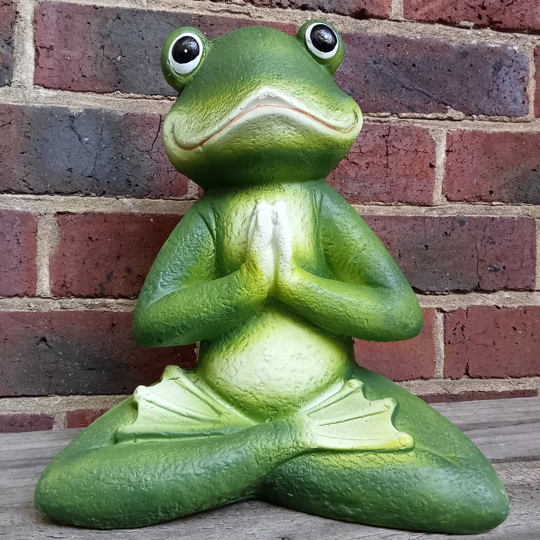 Meditating Yoga Frog Garden Statue Sculpture