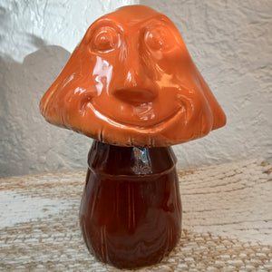Ceramic Mushroom Orange Smiling Face